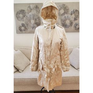 Pasha & Jo Champagne Long Hooded Medium-Weight Puffy Jacket size Small